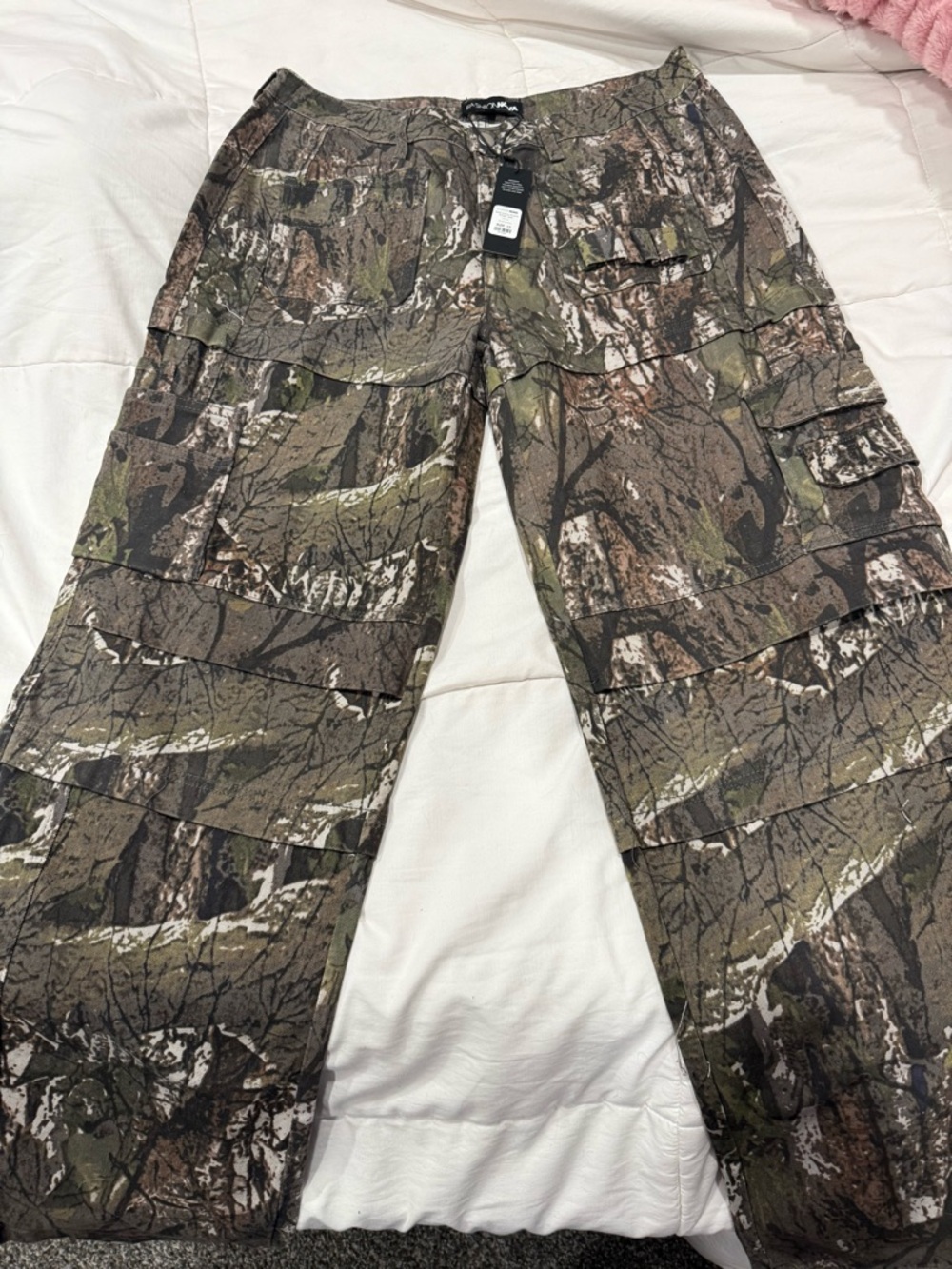 Fashion Nova Women's Moss Camo Wide Leg Cargo Pants - Green/Brown